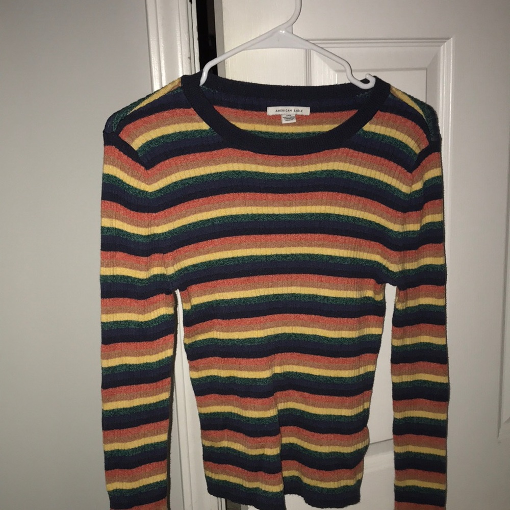 Multi colored long sleeve sweater top